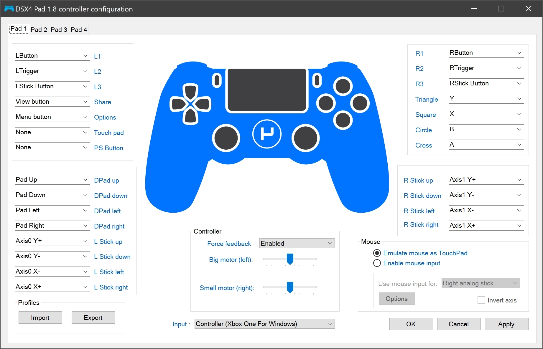 Controller Configuration Interface